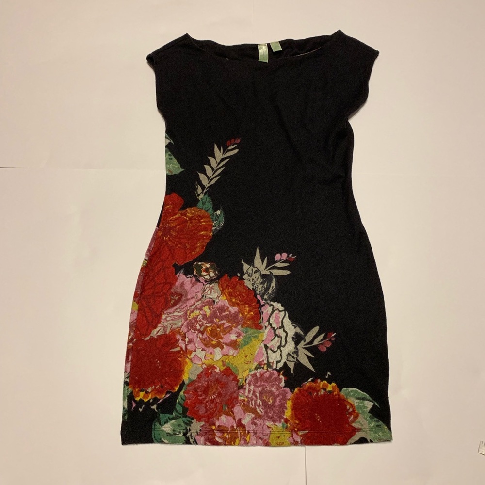 Johnny Martin Black Floral Dress Large